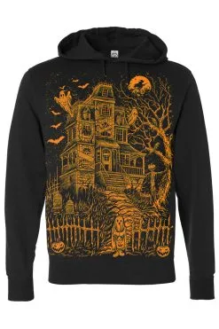 VampireFreaks Haunted Mansion Hoodie [Pumpkin Orange] -Akumu Ink Shop pullover hoodie blanksleeves