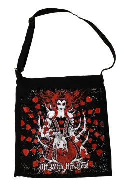 VampireFreaks Shoulder Sling Zipper Tote Bag 25 VampireFreaks Shoulder Sling Zipper Tote Bag -Akumu Ink Shop queen of hearts