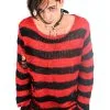Catalyst Red/Black Striped Distressed Sweater 1 Catalyst Red/Black Striped Distressed Sweater -Akumu Ink Shop red sweater 01