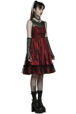 PUNK RAVE Bleeding Baby Doll Dress Set [RED/BLACK] -Akumu Ink Shop sfdsfddfsdfsf